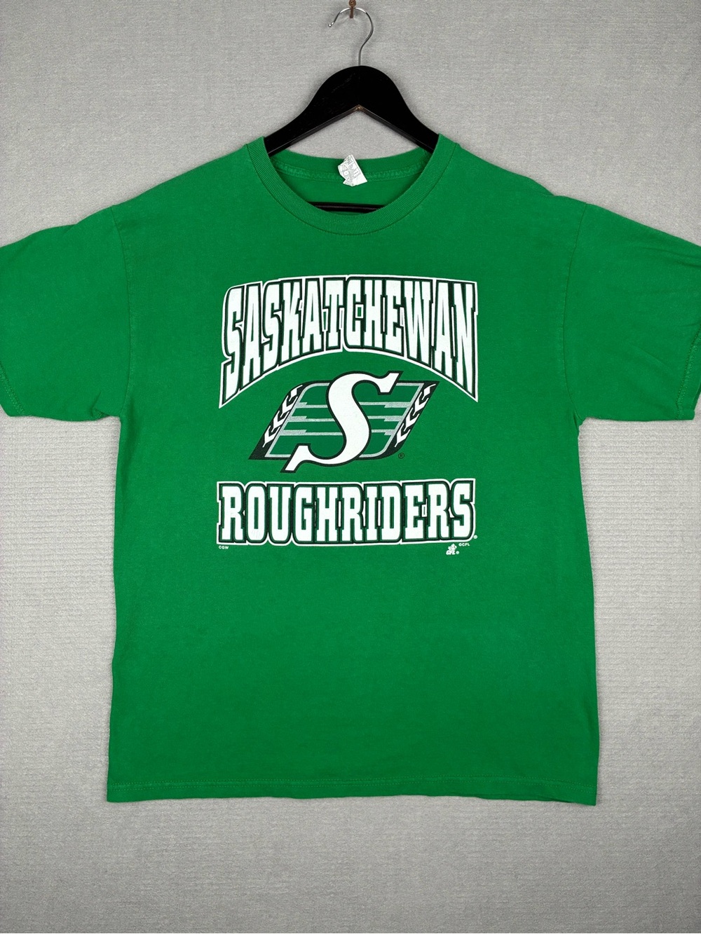 VTG Saskatchewan Roughriders Green Graphic Short Sleeve Tee Alstyle Tag Large